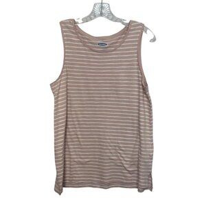 Old Navy EveryWear Striped Tank Top Womens Medium Pink White